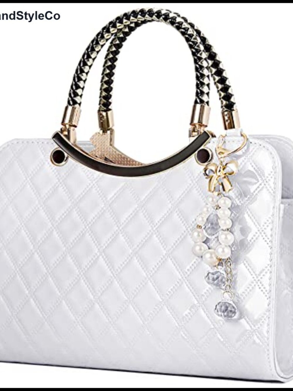 Shiny Patent Faux Leather Satchel Handbag Top Handle Crossbody Shoulder Bag